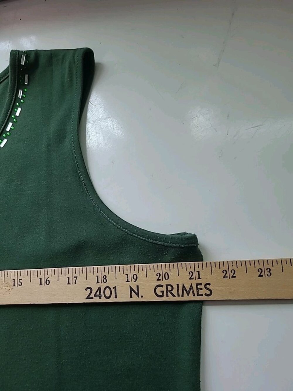 Y2K Womens Embellished Tank Top L Green Stretch Lightweight Feminine - Picture 5 of 16